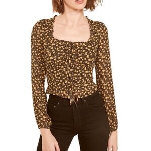 Reformation Italia Long Sleeve Top with Buttons and Tie